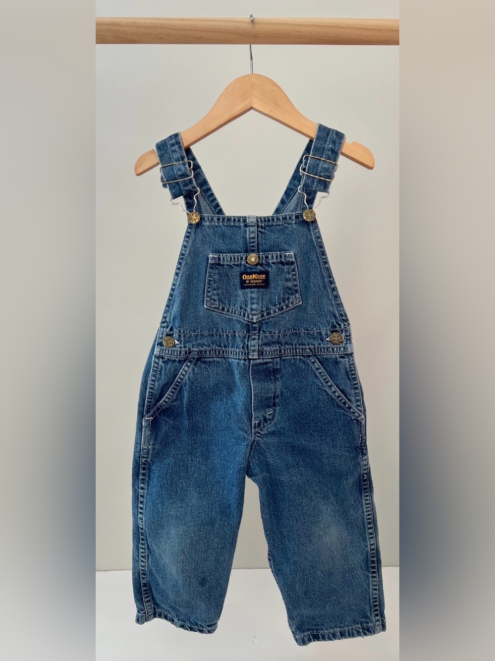 Vintage OshKosh B'gosh Yellow Label Denim Overalls in Medium Blue Size 2